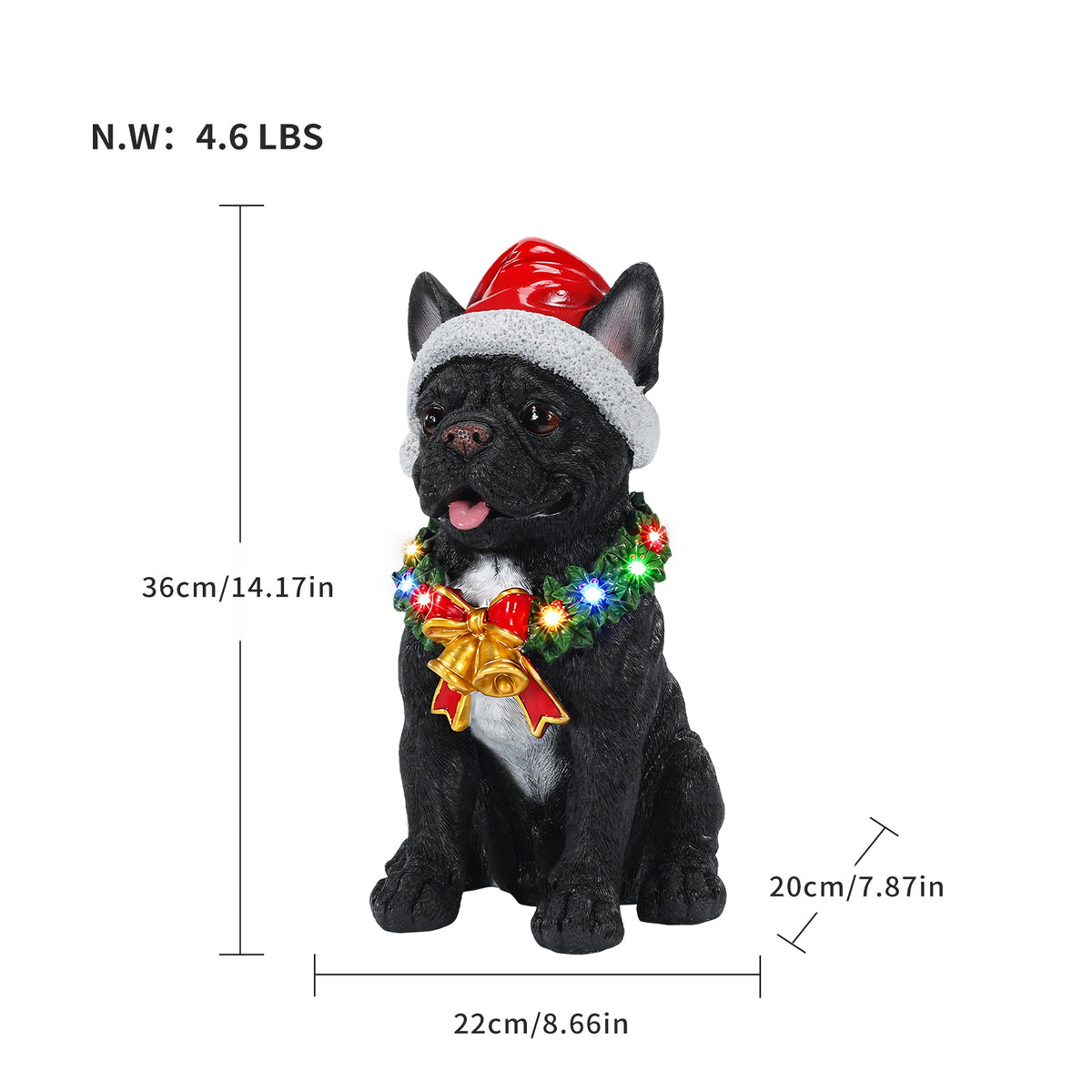 Lighted Christmas French Bulldog Statue