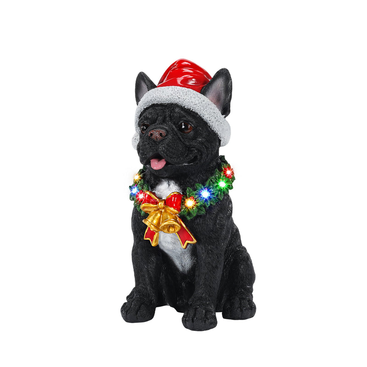 Lighted Christmas French Bulldog Statue