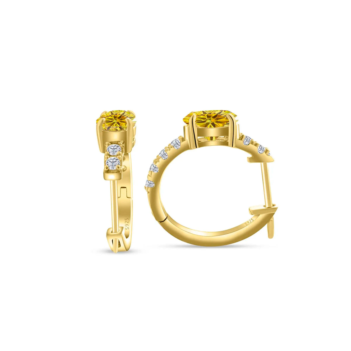 Colorful Oval Moissanite Hoop Earrings in Sterling Silver
