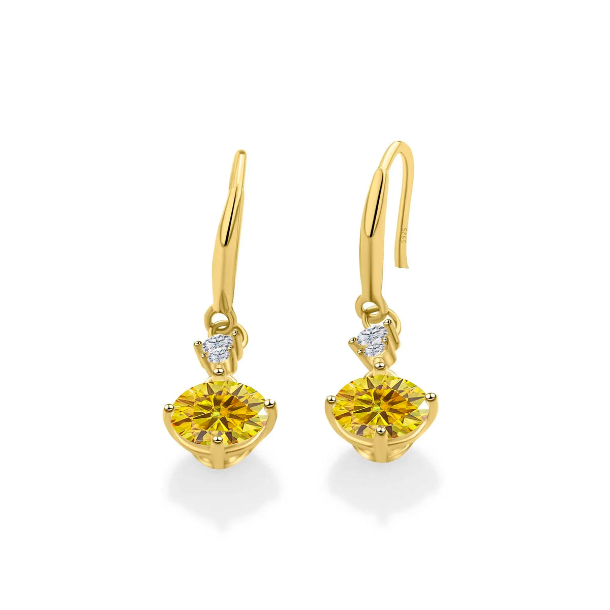 Colorful Moissanite Hook Drop Earrings in Sterling Silver