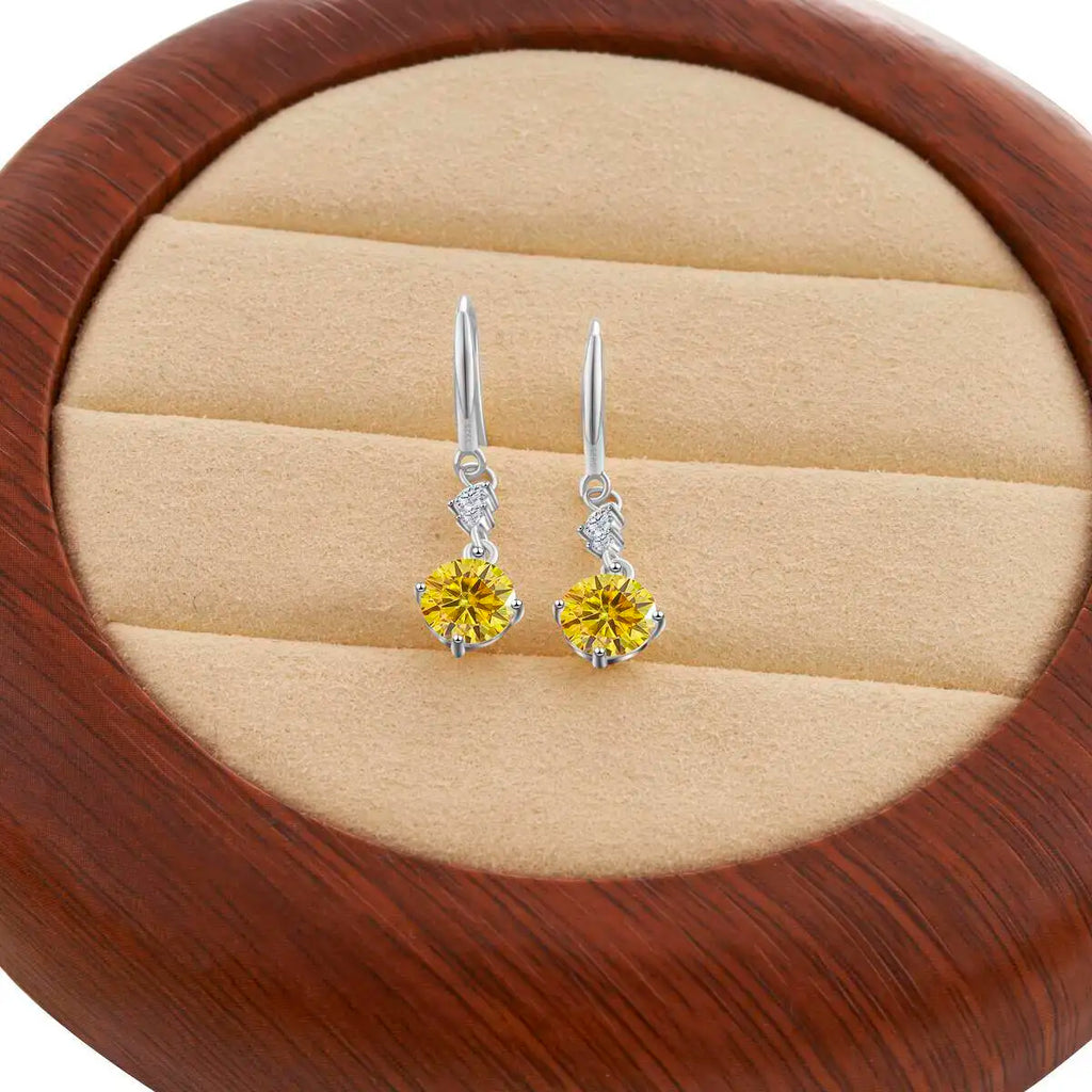 Colorful Moissanite Hook Drop Earrings in Sterling Silver