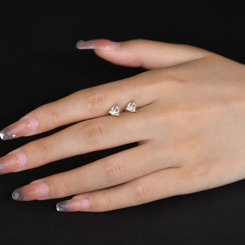 Yellow Trillion Moissanite Stud Earrings in Sterling Silver