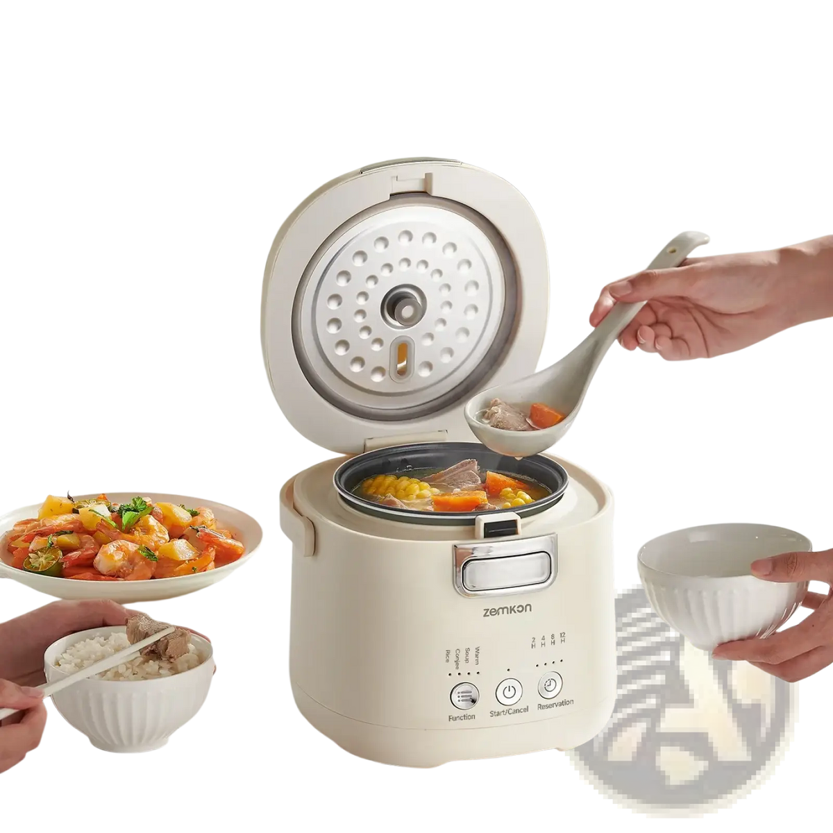 Zemkon 1.2l Smart Electric Rice Cooker Cream